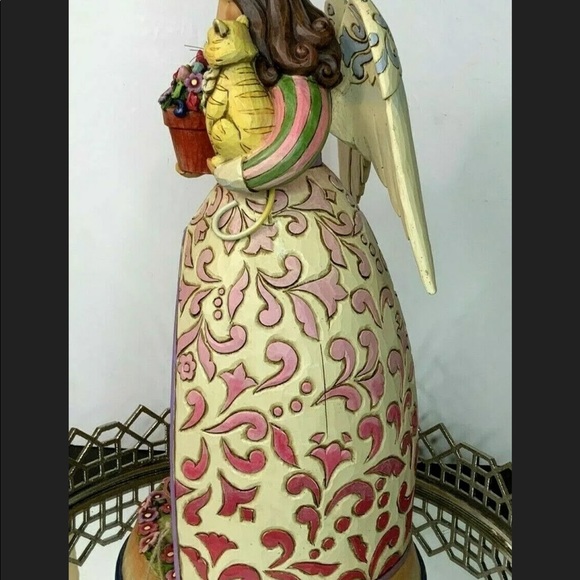 Jim Shore Garden Angel Solar Lit Cats Floral #EL82 - Picture 5 of 11